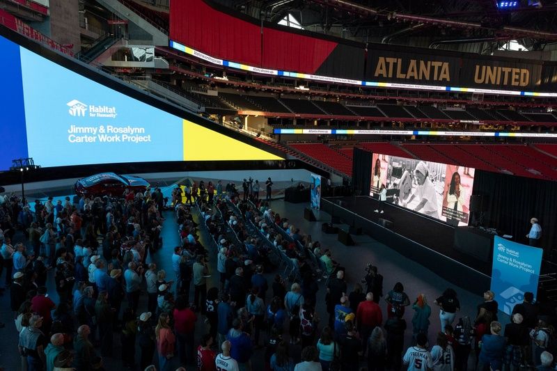 Opening ceremony crowd gathered at Mercedes-Benz Stadium for the 2026 Carter Work Project